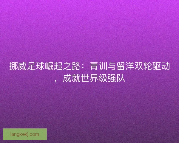 挪威足球崛起之路：青训与留洋双轮驱动，成就世界级强队